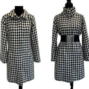 Spanner black white houndstooth peacoat Sz 2